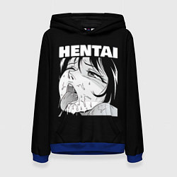 Толстовка-худи женская HENTAI девочка ahegao, цвет: 3D-синий