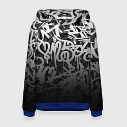 Толстовка-худи женская GRAFFITI WHITE TAGS ГРАФФИТИ, цвет: 3D-синий