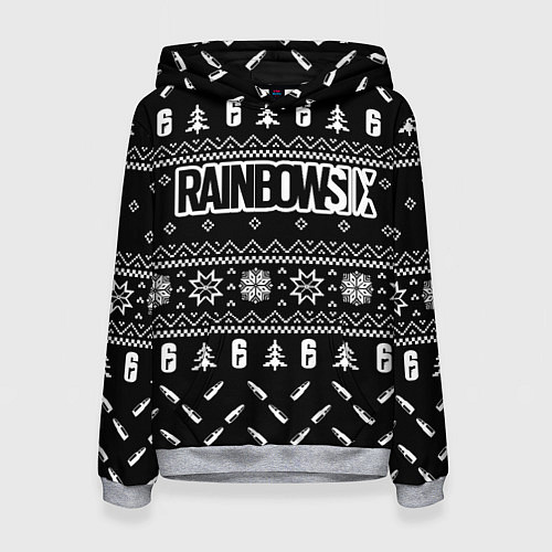 Женская толстовка ЧЁРНЫЙ СВИТЕР RAINBOW SIX SIEGE НОВОГОДНИЙ 2022 / 3D-Меланж – фото 1