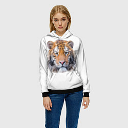 Толстовка-худи женская Тигр рыжий полосатый, цвет: 3D-черный — фото 2