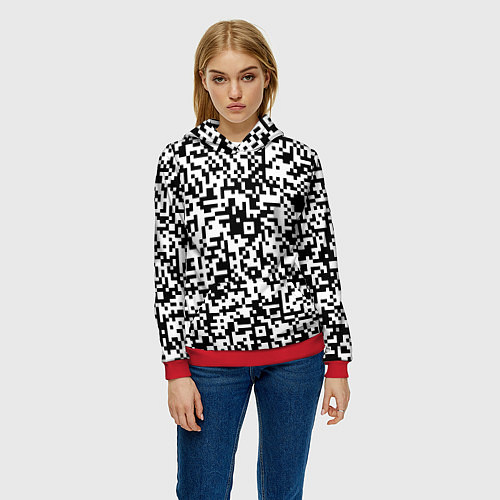 Женская толстовка Стиль QR код / 3D-Красный – фото 3