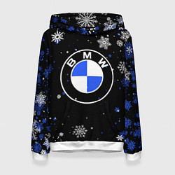 Толстовка-худи женская НОВОГОДНИЙ БМВ НОВЫЙ ГОД BMW, цвет: 3D-белый
