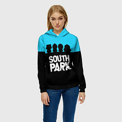 Толстовка-худи женская Южный парк персонажи South Park, цвет: 3D-черный — фото 2