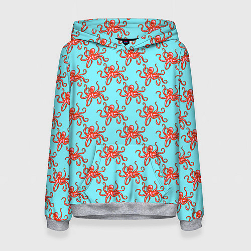 Женская толстовка Осьминог паттерн / 3D-Меланж – фото 1
