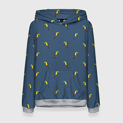 Толстовка-худи женская Тукан паттерн, цвет: 3D-меланж