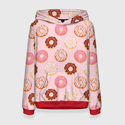 Толстовка-худи женская Pink donuts, цвет: 3D-красный
