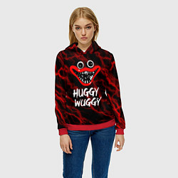 Толстовка-худи женская Huggy Wuggy гроза, цвет: 3D-красный — фото 2
