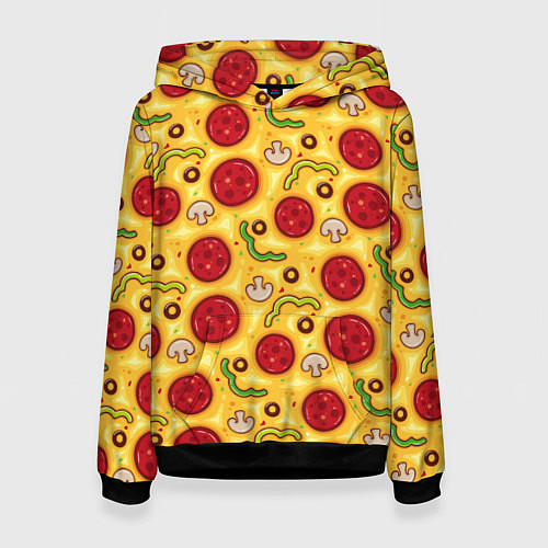 Женская толстовка Pizza salami / 3D-Черный – фото 1