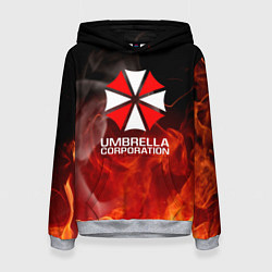 Толстовка-худи женская Umbrella Corporation пламя, цвет: 3D-меланж