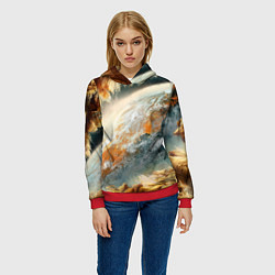 Толстовка-худи женская Песчаный Космос, цвет: 3D-красный — фото 2