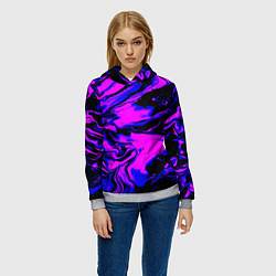 Толстовка-худи женская НЕОНОВЫЕ РАЗВОДЫ КРАСОК, цвет: 3D-меланж — фото 2