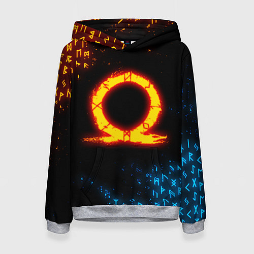 Женская толстовка GOD OF WAR CRATOS FIRE SYMBOL RUNE / 3D-Меланж – фото 1