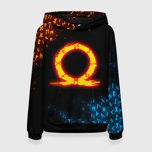 Женская толстовка GOD OF WAR CRATOS FIRE SYMBOL RUNE / 3D-Черный – фото 1