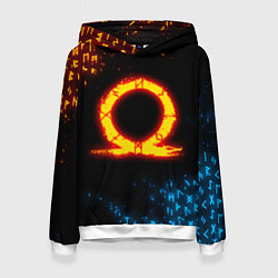 Толстовка-худи женская GOD OF WAR CRATOS FIRE SYMBOL RUNE, цвет: 3D-белый