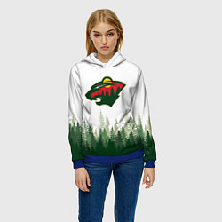 Толстовка-худи женская Minnesota Wild, Миннесота Уайлд Лес, цвет: 3D-синий — фото 2