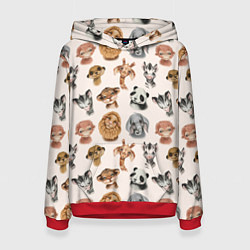 Толстовка-худи женская Милые дикие животные, цвет: 3D-красный