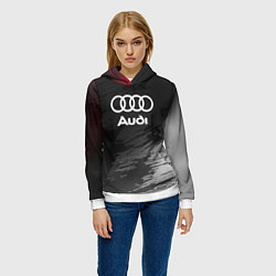 Толстовка-худи женская Audi туман, цвет: 3D-белый — фото 2