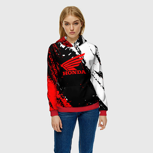 Женская толстовка Honda Logo Auto / 3D-Красный – фото 3