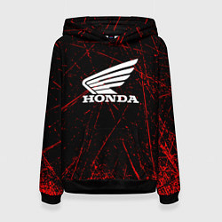 Толстовка-худи женская Honda Красные линии, цвет: 3D-черный