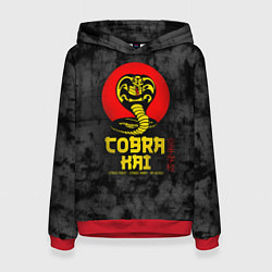 Толстовка-худи женская Кобра Кай Змея Иероглифы Сериал, цвет: 3D-красный