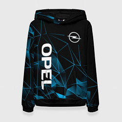 Толстовка-худи женская Opel, Опель геометрия, цвет: 3D-черный