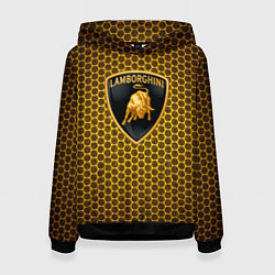 Толстовка-худи женская Lamborghini gold соты, цвет: 3D-черный