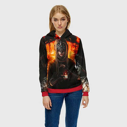 Женская толстовка FIRE KEEPER Dark SOULS III Дарк соулс / 3D-Красный – фото 3