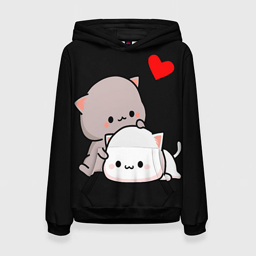 Женская толстовка Котическая любовь Kitty Love / 3D-Черный – фото 1