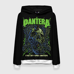 Толстовка-худи женская Pantera green череп, цвет: 3D-белый