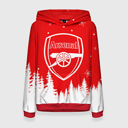 Толстовка-худи женская FC ARSENAL WINTER ФК АРСЕНАЛ ЗИМНИЙ СТИЛЬ, цвет: 3D-красный