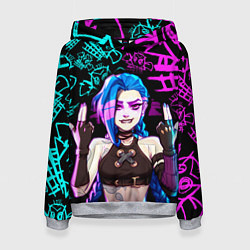 Толстовка-худи женская JINX ДЖИНКС NEON PATTERN, цвет: 3D-меланж