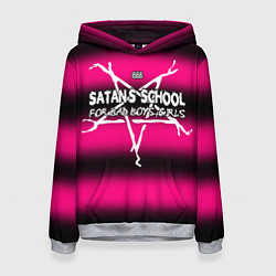 Толстовка-худи женская Satan school for bad boys and girls pink, цвет: 3D-меланж