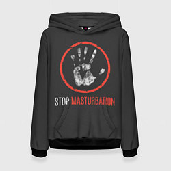 Толстовка-худи женская STOP MASTURBATION, цвет: 3D-черный