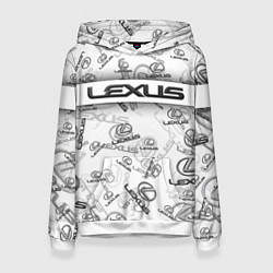 Толстовка-худи женская LEXUS BIG EMBLEMA PATTERN, цвет: 3D-белый