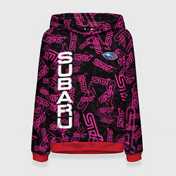 Толстовка-худи женская SUBARU STI PATTERN, цвет: 3D-красный