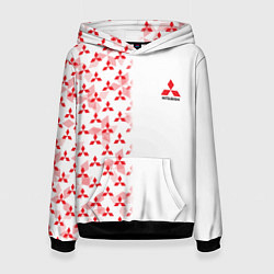 Толстовка-худи женская Mitsubishi Mini logo Half pattern, цвет: 3D-черный