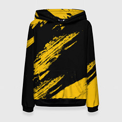 Толстовка-худи женская BLACK AND YELLOW GRUNGE ГРАНЖ, цвет: 3D-черный