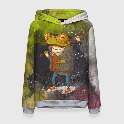 Женская толстовка Лягушка хулиган Frog hooligan / 3D-Меланж – фото 1