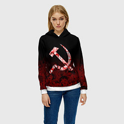 Толстовка-худи женская СССР АХЕГАО USSR AHEGAO, цвет: 3D-белый — фото 2