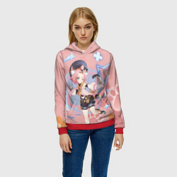 Толстовка-худи женская Cute Diona Genshin Impact, цвет: 3D-красный — фото 2