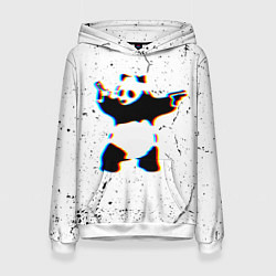 Толстовка-худи женская Banksy Panda with guns Бэнкси, цвет: 3D-белый