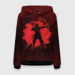 Толстовка-худи женская Лучник Самурай Кровавый Bloody Samurai, цвет: 3D-черный