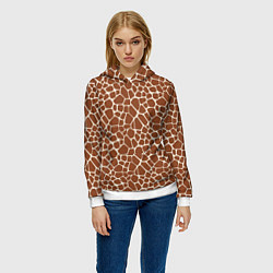 Толстовка-худи женская Шкура Жирафа - Giraffe, цвет: 3D-белый — фото 2