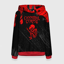 Толстовка-худи женская Cannibal corpse потеки крови, цвет: 3D-красный