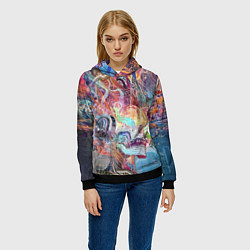 Толстовка-худи женская Cyber skull Vanguard pattern, цвет: 3D-черный — фото 2
