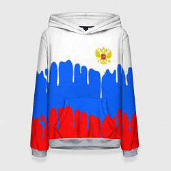 Толстовка-худи женская Флаг герб russia, цвет: 3D-меланж