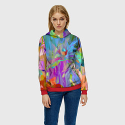 Толстовка-худи женская Abstract color pattern Summer 2022, цвет: 3D-красный — фото 2