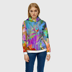 Толстовка-худи женская Abstract color pattern Summer 2022, цвет: 3D-белый — фото 2