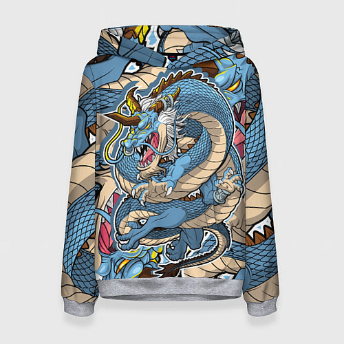 Женская толстовка Синий дракон-монст / 3D-Меланж – фото 1
