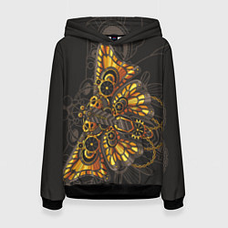 Толстовка-худи женская Бабочка Стимпанк, цвет: 3D-черный